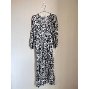 IRO Zanaka Leopard Jersey Maxi Wrap Dress in Black/White Size 36/SMALL